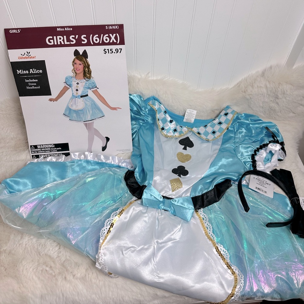 Miss Alice Blue and White Kids Costume
